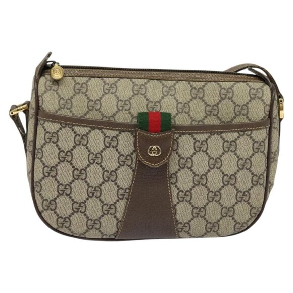 GUCCI GG Supreme Web Sherry Line Bag PVC Beige Gold - Picture 9 of 16
